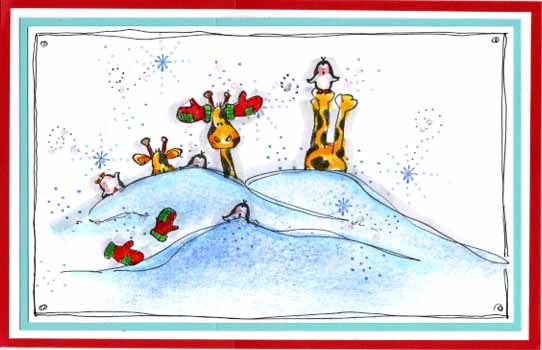 Snow Giraffes Card